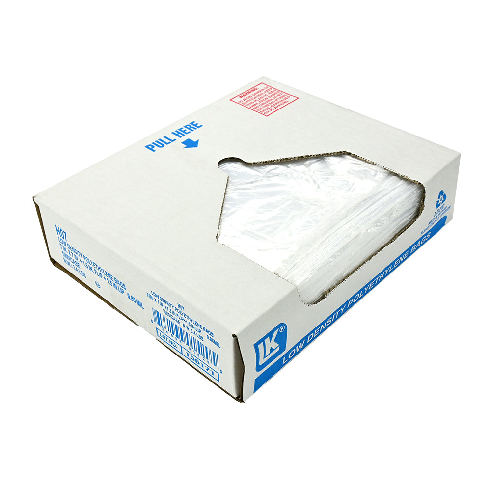 7" x 7" + 1.5"FB 0.85 mil LDPE Flip Top Sandwich Bag