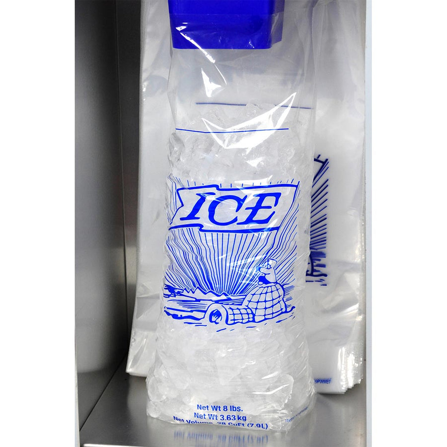 11" x 19" + 4"BG + 1.5"LP 1.25 mil Printed 8 lb. Ice Bag on Header