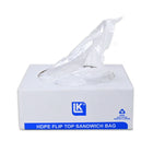 6.75" x 6.75" + 1"LP + 1"FB 0.36 mil HDPE Flip Top Sandwich Bags