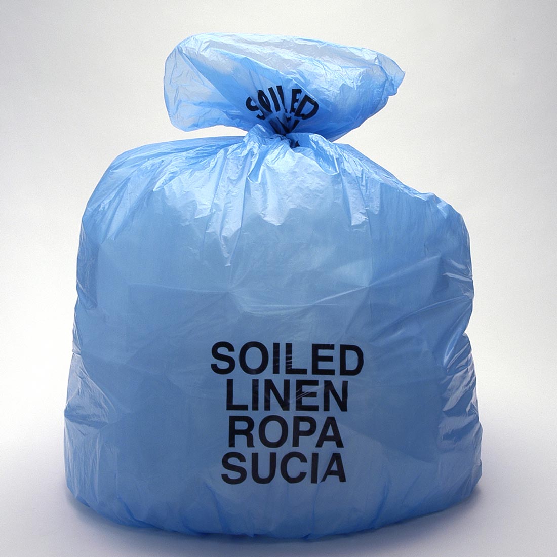 31" x 41" 14 micron HDPE Blue Soiled Linen Liners