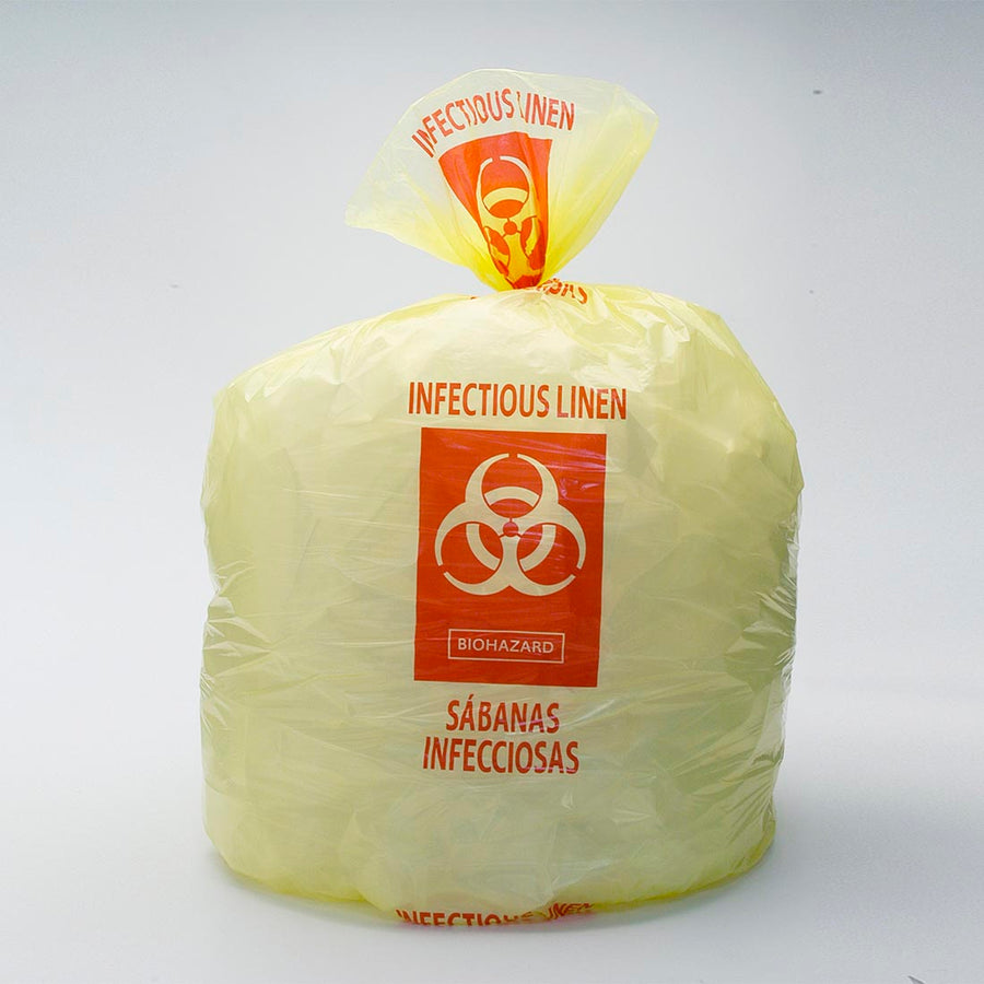 31" x 43" 14 micron High-Density Yellow Infectious Linen Liners