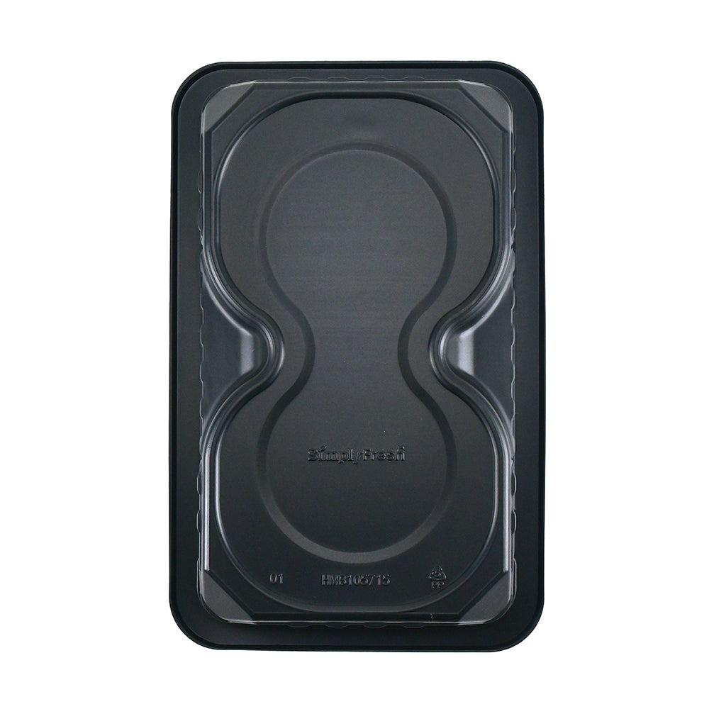 10.63" x 6.7" x 2" SimplyFresh™ Black Doublestack Hamburger Tray with Soaker Pad