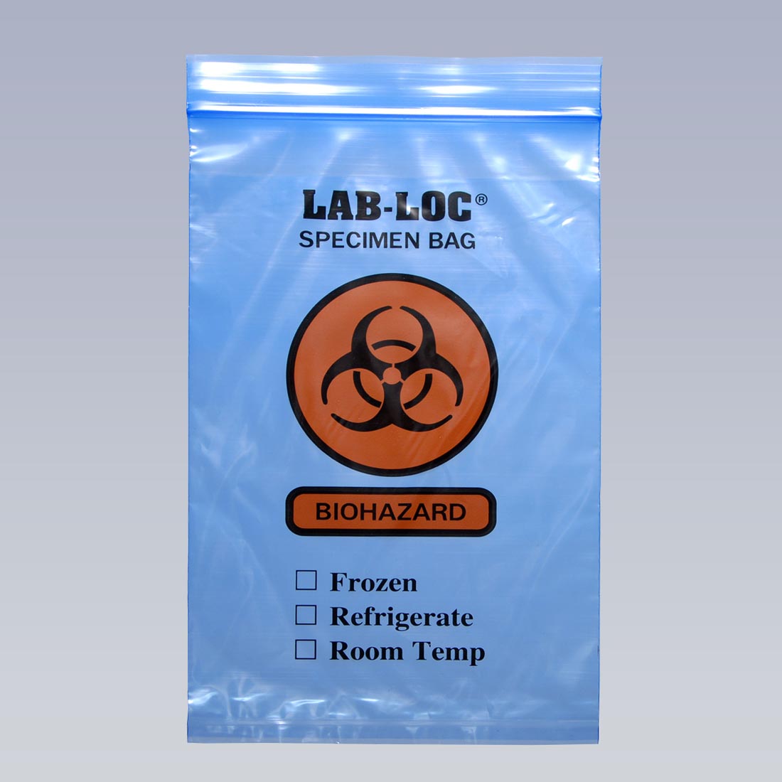 6" x 9" 2 mil Blue Tint Reclosable 3-Wall Specimen Transfer Bag (Biohazard)
