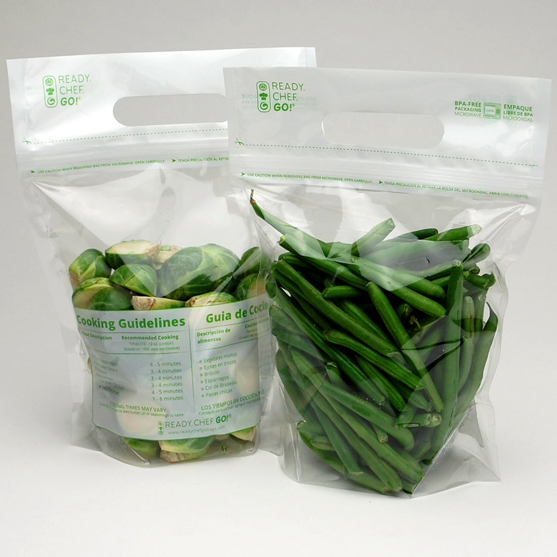 7.5" x 11" + 4"BG 2.5 mil Ready. Chef. Go! Microwavable Produce Pouches