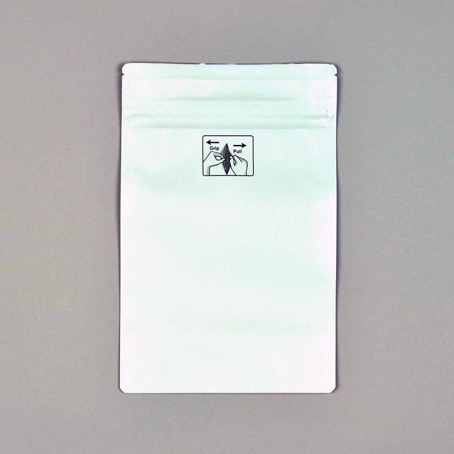 5.9" x 9" + 3.5"BG 4.8 mil 1 oz Child-Resistant Pouches - White
