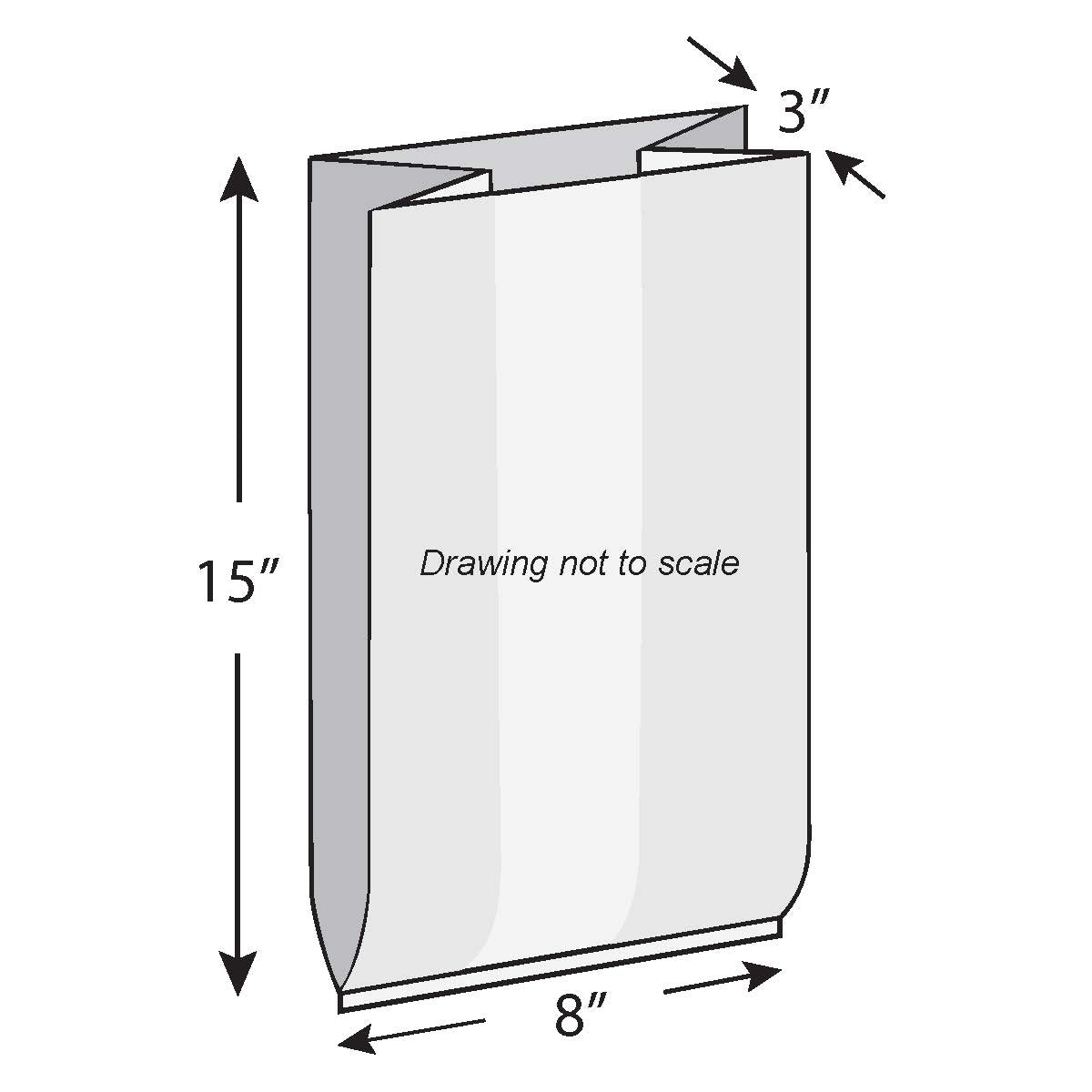 8" x 3" x 15" 1 mil Polypropylene Co-Extruded Side Gusset Bags