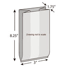 3" x 1.75" x 8.25" 1.5 mil Polypropylene Side Gusset Bags