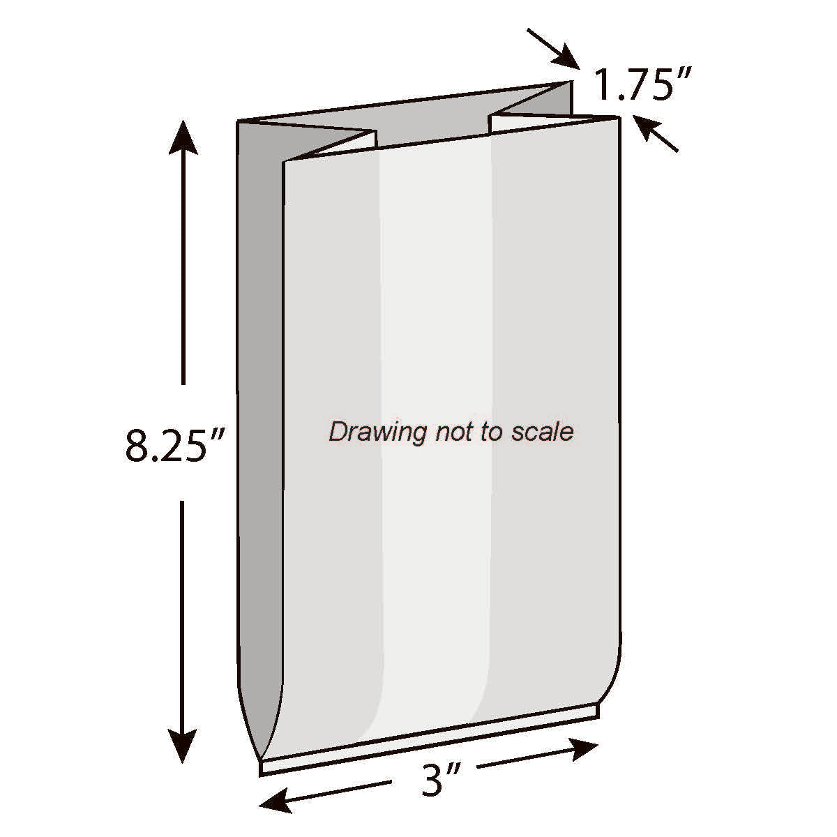 3" x 1.75" x 8.25" 1.5 mil Polypropylene Side Gusset Bags