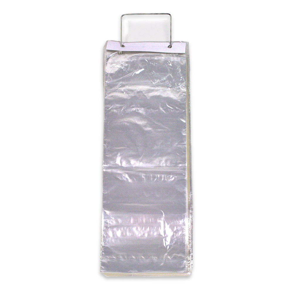 8" x 22" + 3"BG + 1.5"LP 0.8 mil Polypropylene Co-Extruded Bottom Gusset Bags on Wicket Dispenser