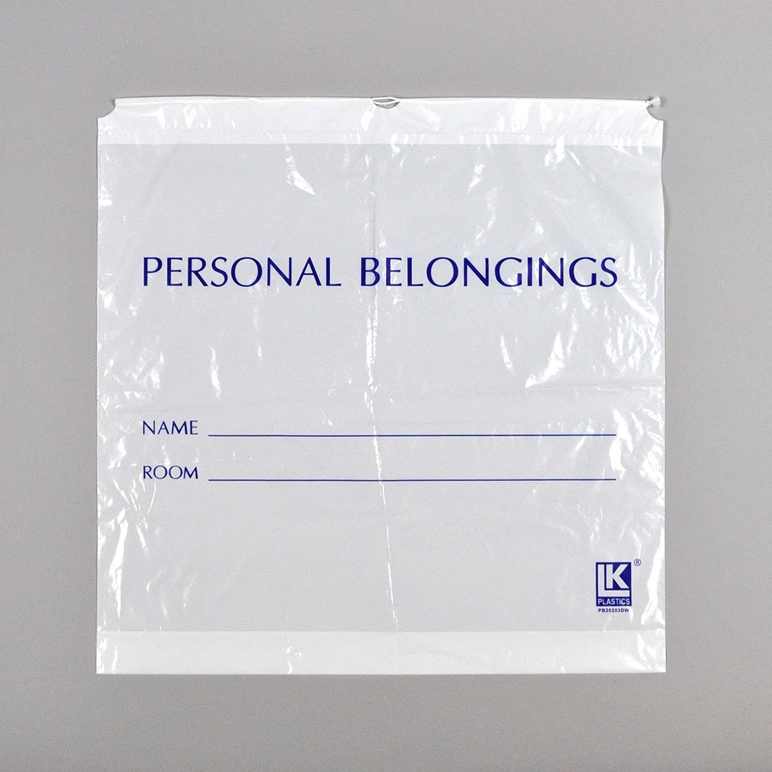 20" x 20" + 3"BG 1.2 mil White Opaque Personal Belongings Bag w/ Cordstring Closure