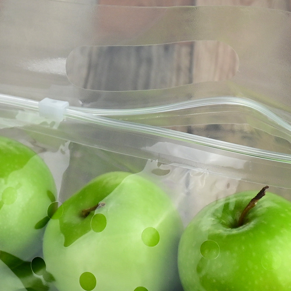 11" X 10" + 4"BG (3 lbs.) 2.5 mil Polypropylene Slide Seal Vented Produce Pouches
