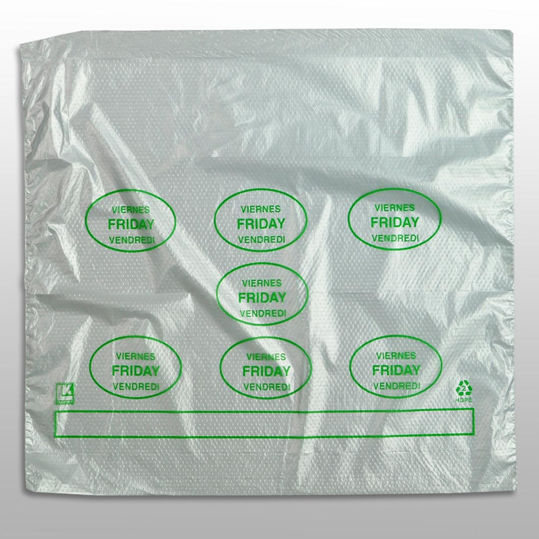 10" x 8.5" + 2"LP + 2"FB 0.5 mil Portion Control Saddle Pack w/ Friday (print in green)