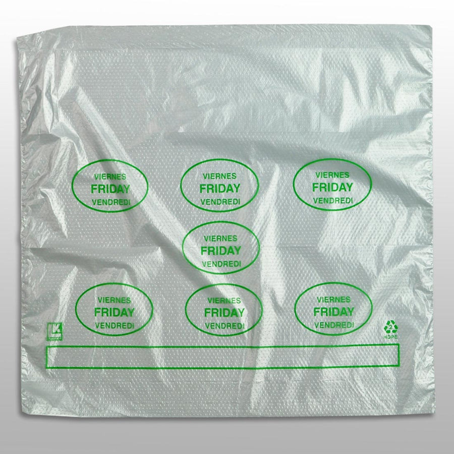 10" x 8.5" + 2"LP + 2"FB 0.5 mil Portion Control Saddle Pack w/ Friday (print in green)