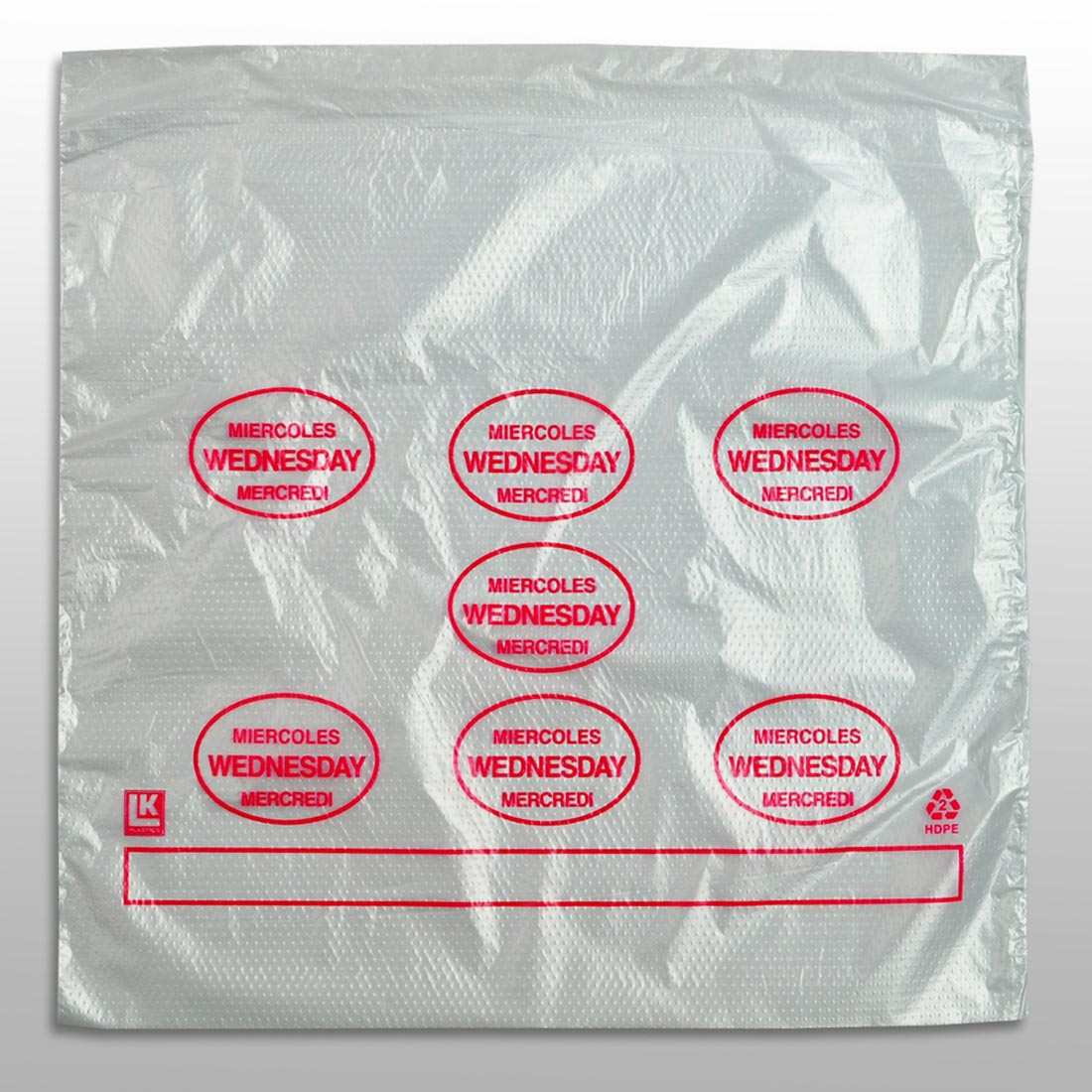 10" x 8.5" + 2"LP + 2"FB 0.5 mil Portion Control Saddle Pack w/ Wednesday (print in red)