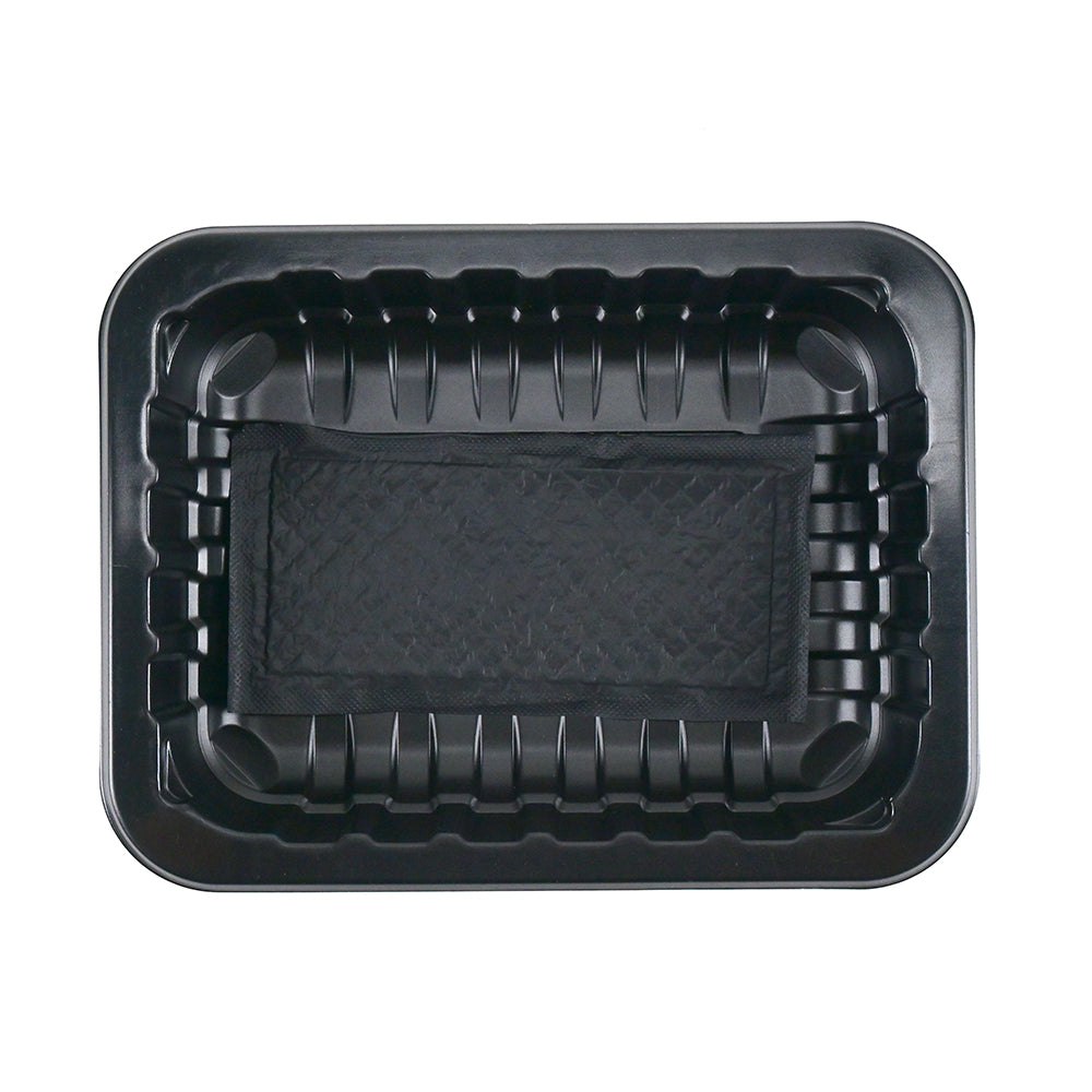 8.8" x 6.75" x 1.75" SimplyFresh Black PP #3 Tray with Soaker Pad
