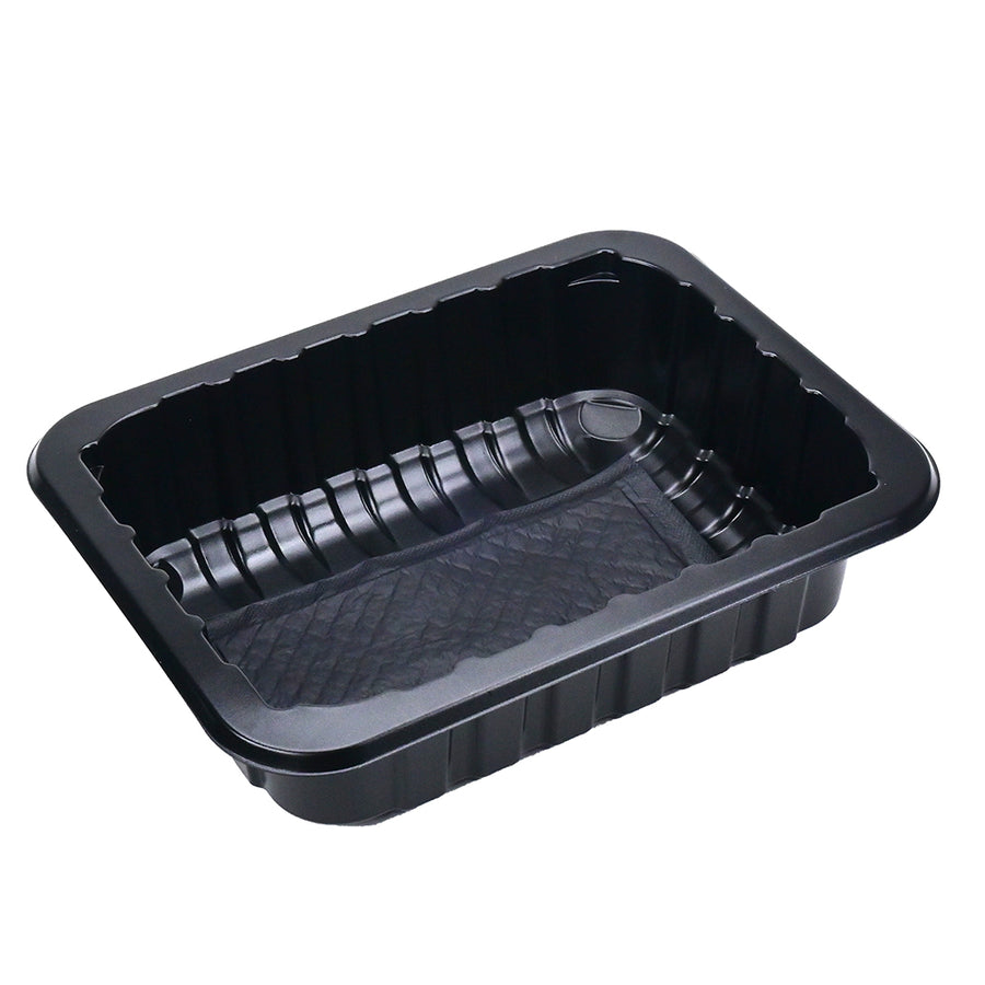 8.8" x 6.75" x 2.3" SimplyFresh Black PP #3 Tray with Soaker Pad