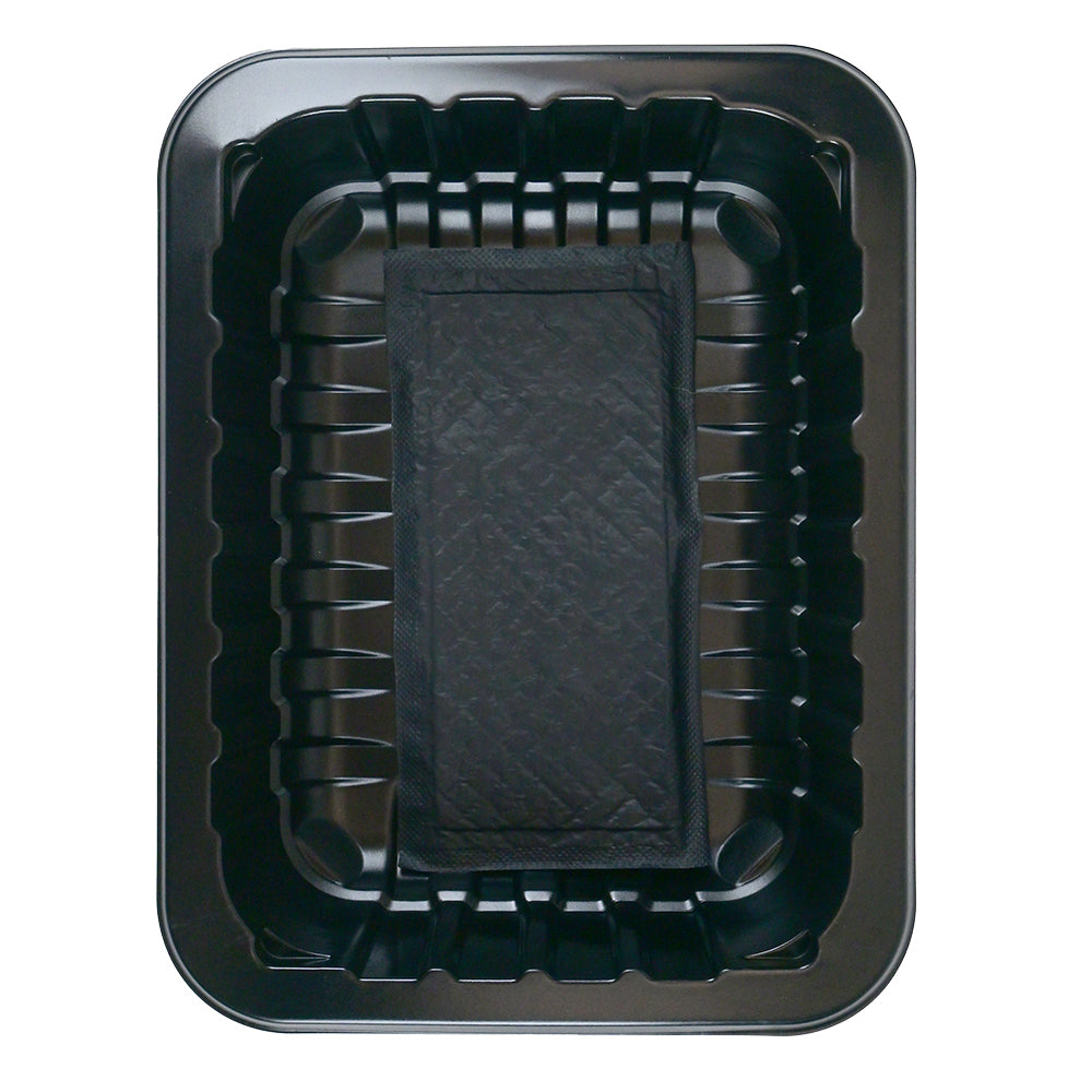 8.8" x 6.75" x 2.3" SimplyFresh Black PP #3 Tray with Soaker Pad