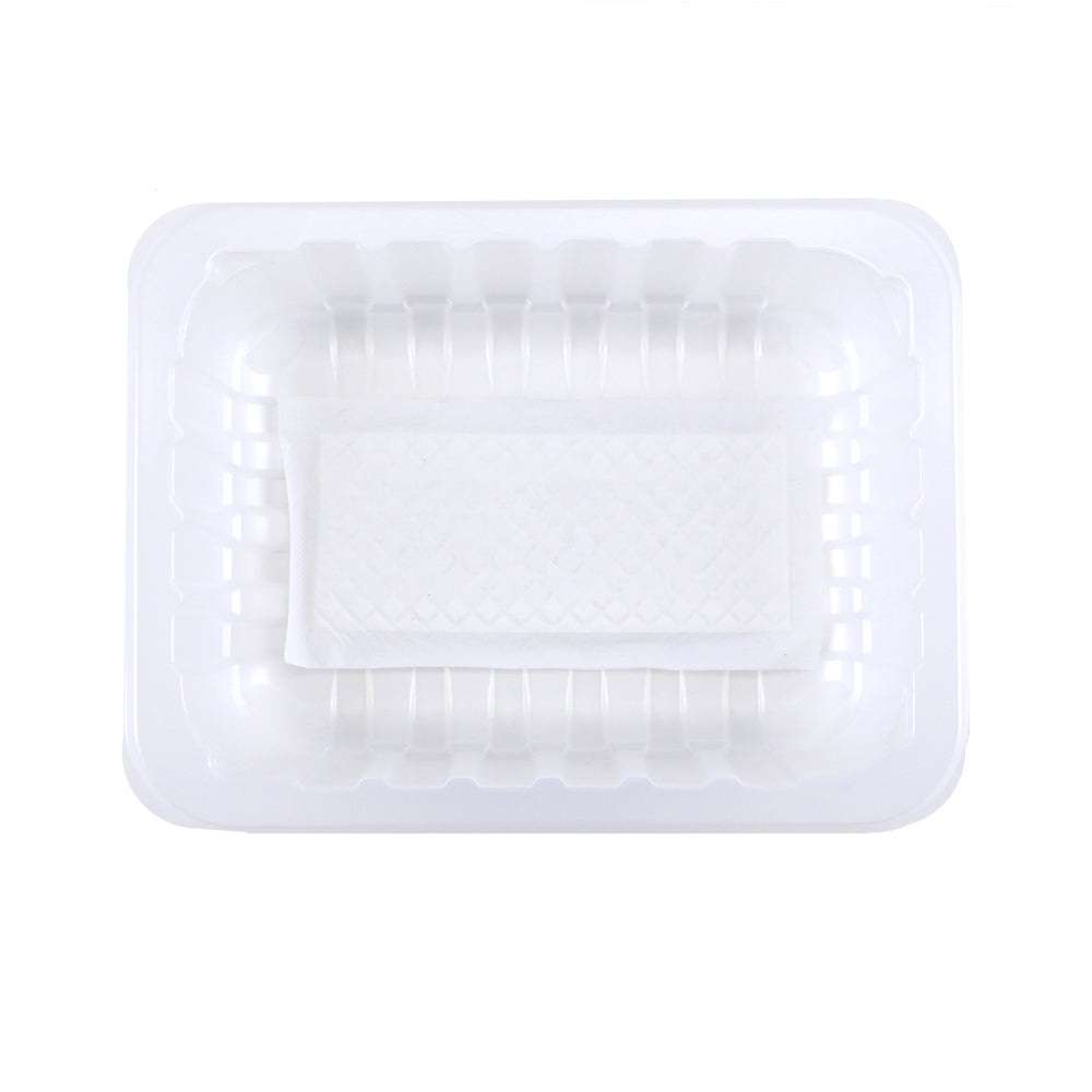 8.8" x 6.75" x 2.3" SimplyFresh Natural Color PP #3 Tray with Soaker Pad