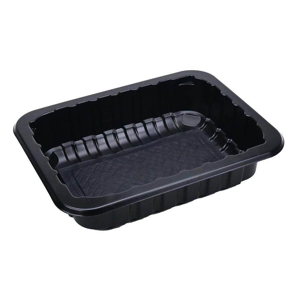 8.8" x 6.75" x 2" SimplyFresh™ Black PP #3 Tray with Soaker Pad