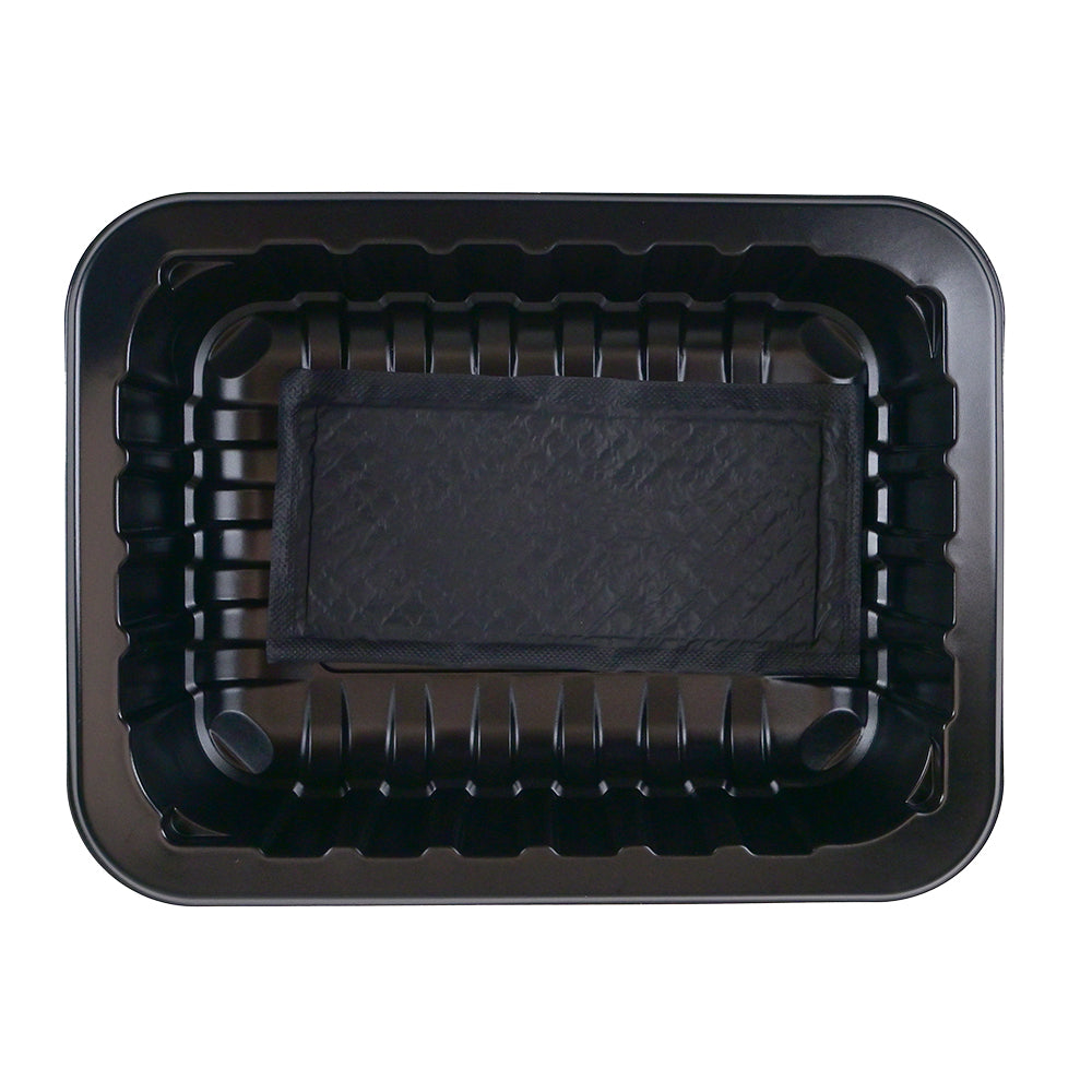 8.8" x 6.75" x 2" SimplyFresh™ Black PP #3 Tray with Soaker Pad
