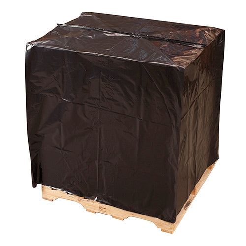 50" x 42" x 69" 2 Mil Black Pallet Top Cover with UVI/UVA