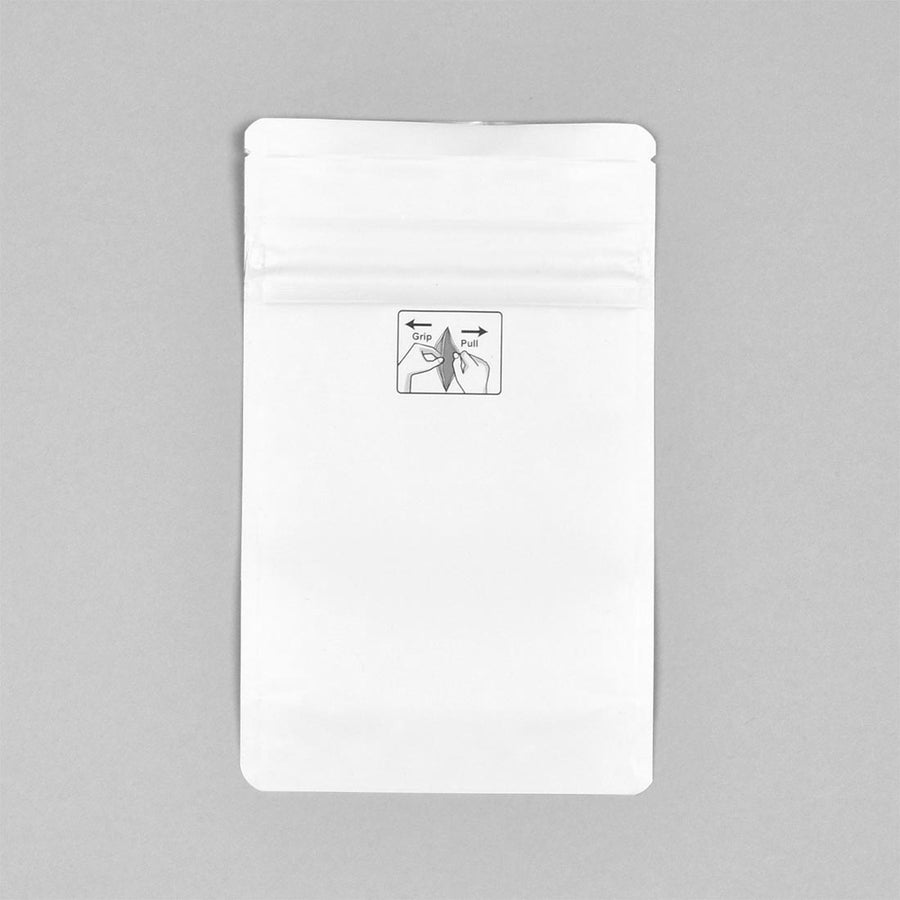 4" x 6.63" + 2"BG 4.8 mil 1/4 oz Child-Resistant Pouches - White