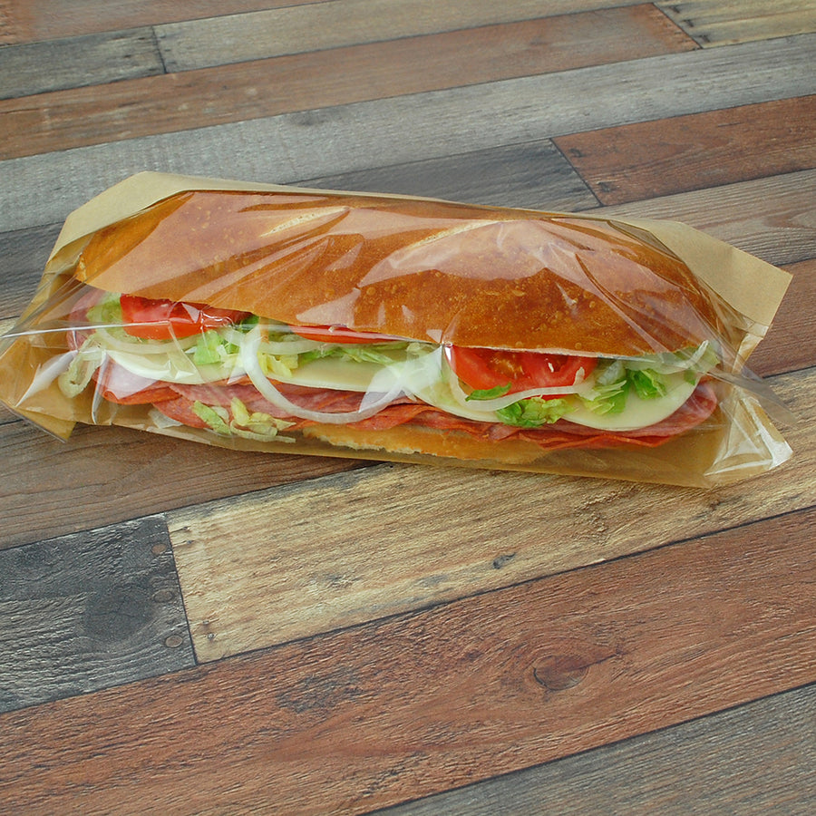4.25" x 2.75" x 16.5" 80 GSM Kraft w/OPP #ReadyFresh® Kraft Paper Sandwich Bags with Window