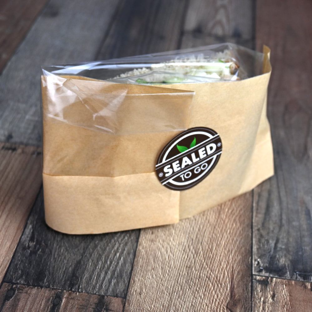 5.75" x 2.75" x 9.5" 80 GSM Kraft w/OPP #ReadyFresh® Kraft Paper Sandwich Bags with Window