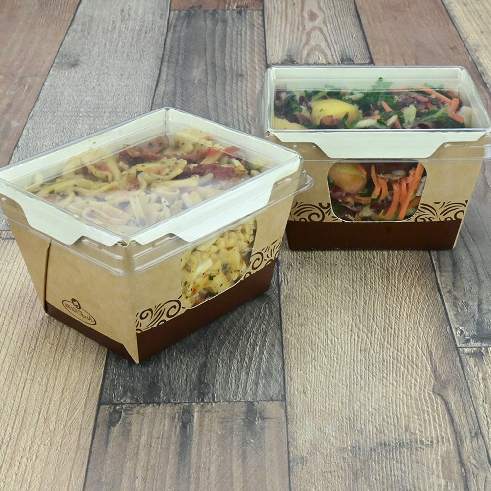 3.5" x 4.25" X 2.75" #ReadyFresh® Kraft Container w/ Clear Side Windows (Small)