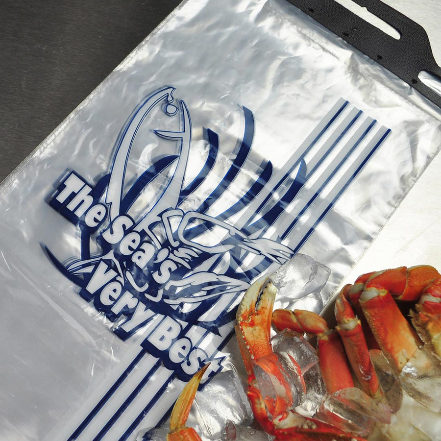 12" x 18" + 2"LP 1 mil LDPE Printed Seafood Bag