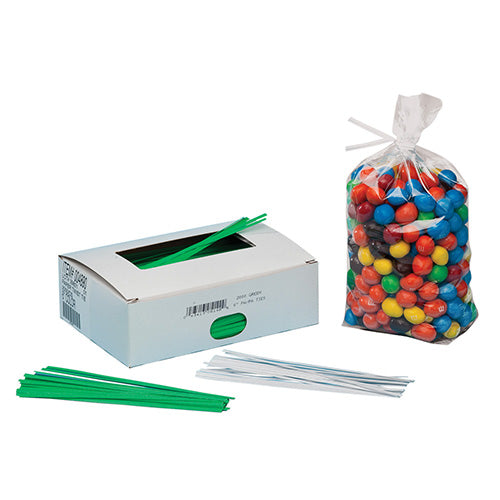 6" Paper Covered Twist Ties, White