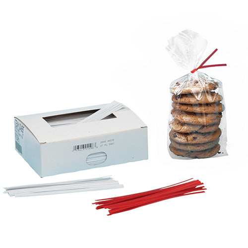 4" Vinyl Twist Ties, White