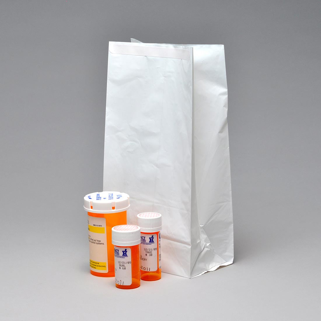 8" x 5.5" x 16" 1.5 mil White Pharmacy Bags