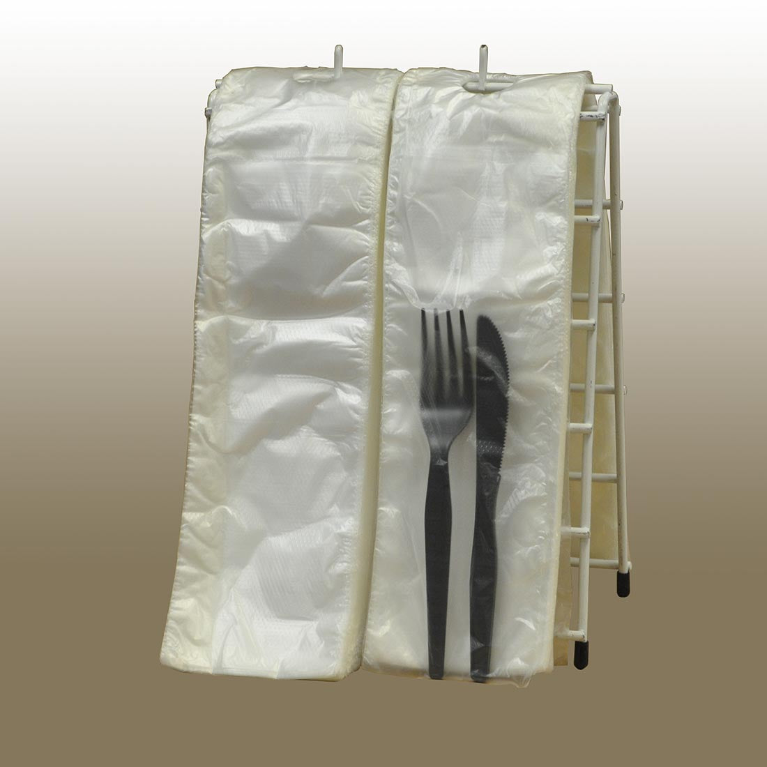 3.5" x 10" + 1"LP + 2"FB 0.5 mil Flip Top Saddle Pack Deli Bags/Silverware Bags