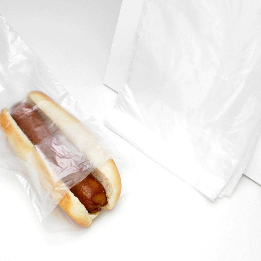 5.25" x 10" + 1.5"FB 0.5 mil Saddle Pack Hot Dog Bag -- Plain