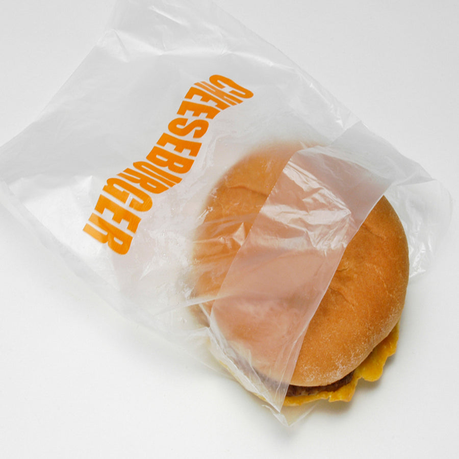 6.5" x 7" + 1.75"FB 0.5 mil Saddle Pack Printed Cheeseburger Bags