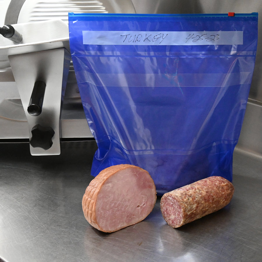 14" x 14" + 6"BG 3 mil LDPE Bulk Deli Meat Slide Seal Bags -- Blue Tint