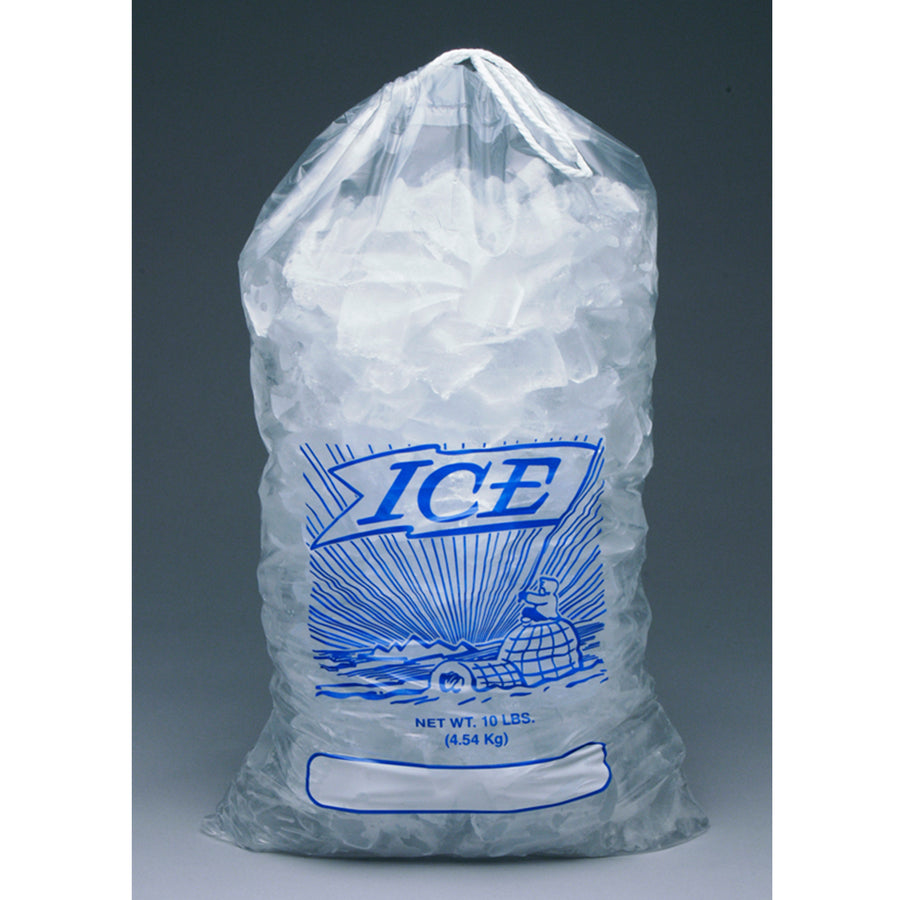 11.5" x 18" 1.2 mil Printed Metallocene Ice Bag w/ Drawstring Closure -- 8 lb.