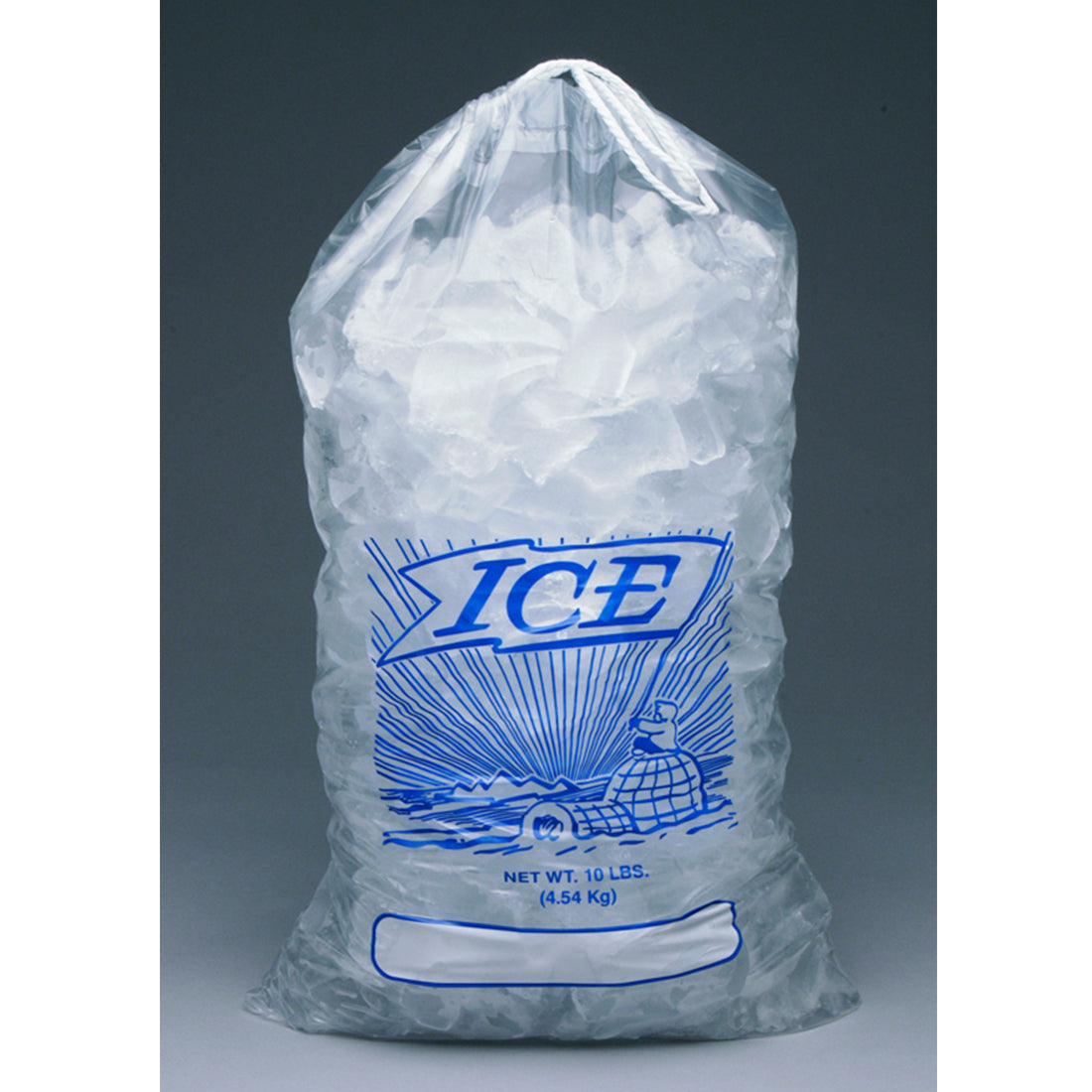 12" x 19" 1.35 mil Printed Metallocene Ice Bag w/ Drawstring Closure -- 10 lb.