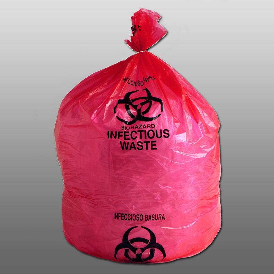 31" x 43" 17 micron High-Density Red Infectious Waste Liners