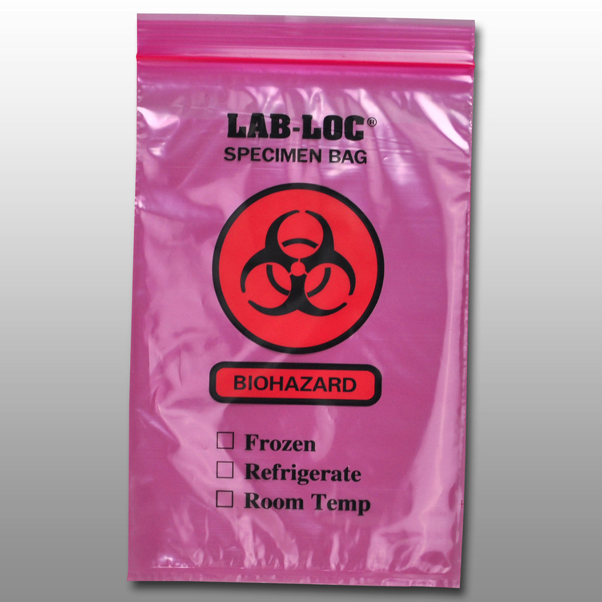 6" x 9" 2 mil Red Tint Reclosable 3-Wall Specimen Transfer Bag (Biohazard)