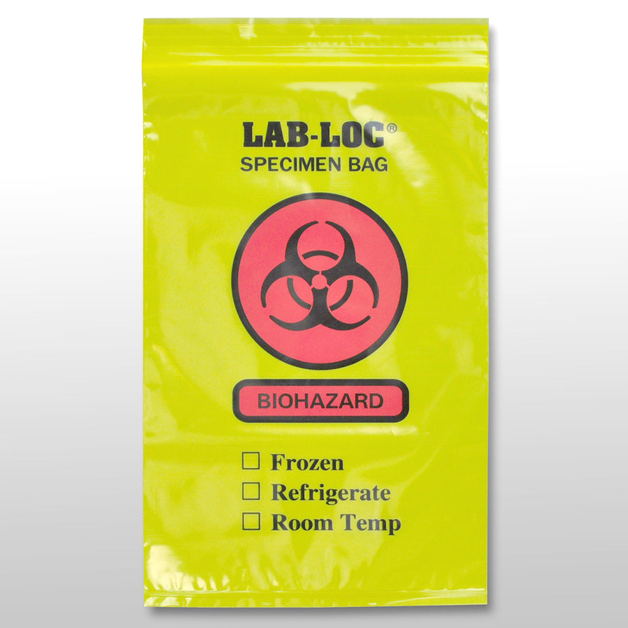 6" x 9" 2 mil Yellow Tint Reclosable 3-Wall Specimen Transfer Bag (Biohazard)