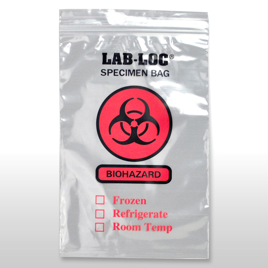 10" x 10" 2 mil Reclosable 2-Wall Specimen Transfer Bag (Biohazard)
