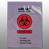 12" x 15" 2 mil Purple Tint Reclosable 2-Wall Specimen Transfer Bag (Biohazard)
