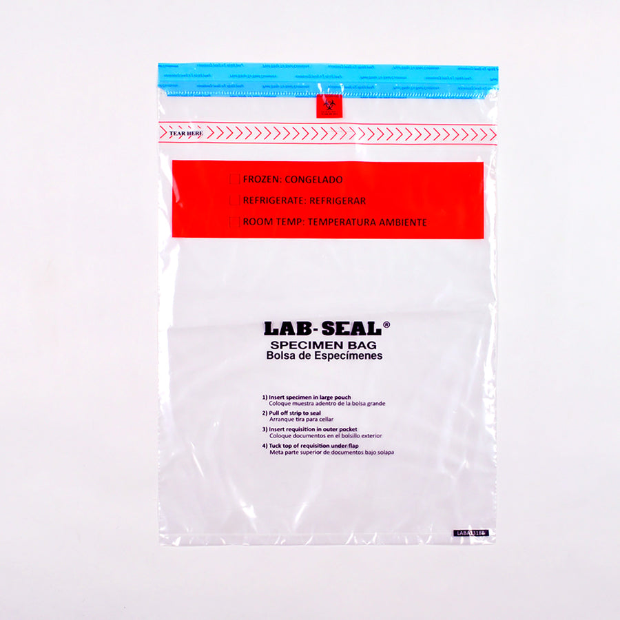 13" x 18" 1.8 mil Lab Seal® Tamper-Evident Specimen Bags w/ Removable Biohazard Symbol