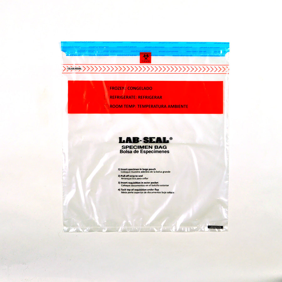 15" x 17" 1.8 mil Lab Seal® Tamper-Evident Specimen Bags w/ Removable Biohazard Symbol