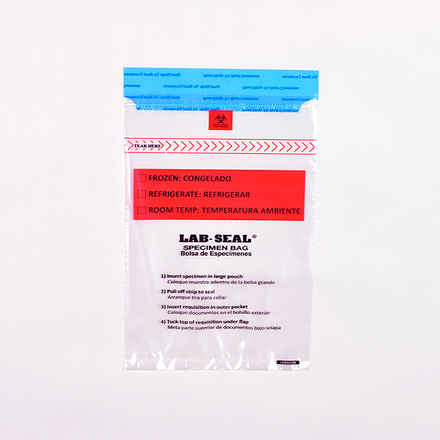 6" x 10" 1.8 mil Lab Seal® Tamper-Evident Specimen Bags w/ Removable Biohazard Symbol