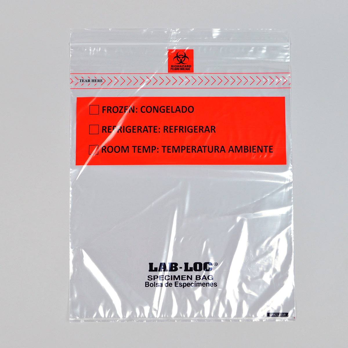 12" x 15" 2 mil Lab-Loc® Specimen Bags w/ Removable Biohazard Symbol