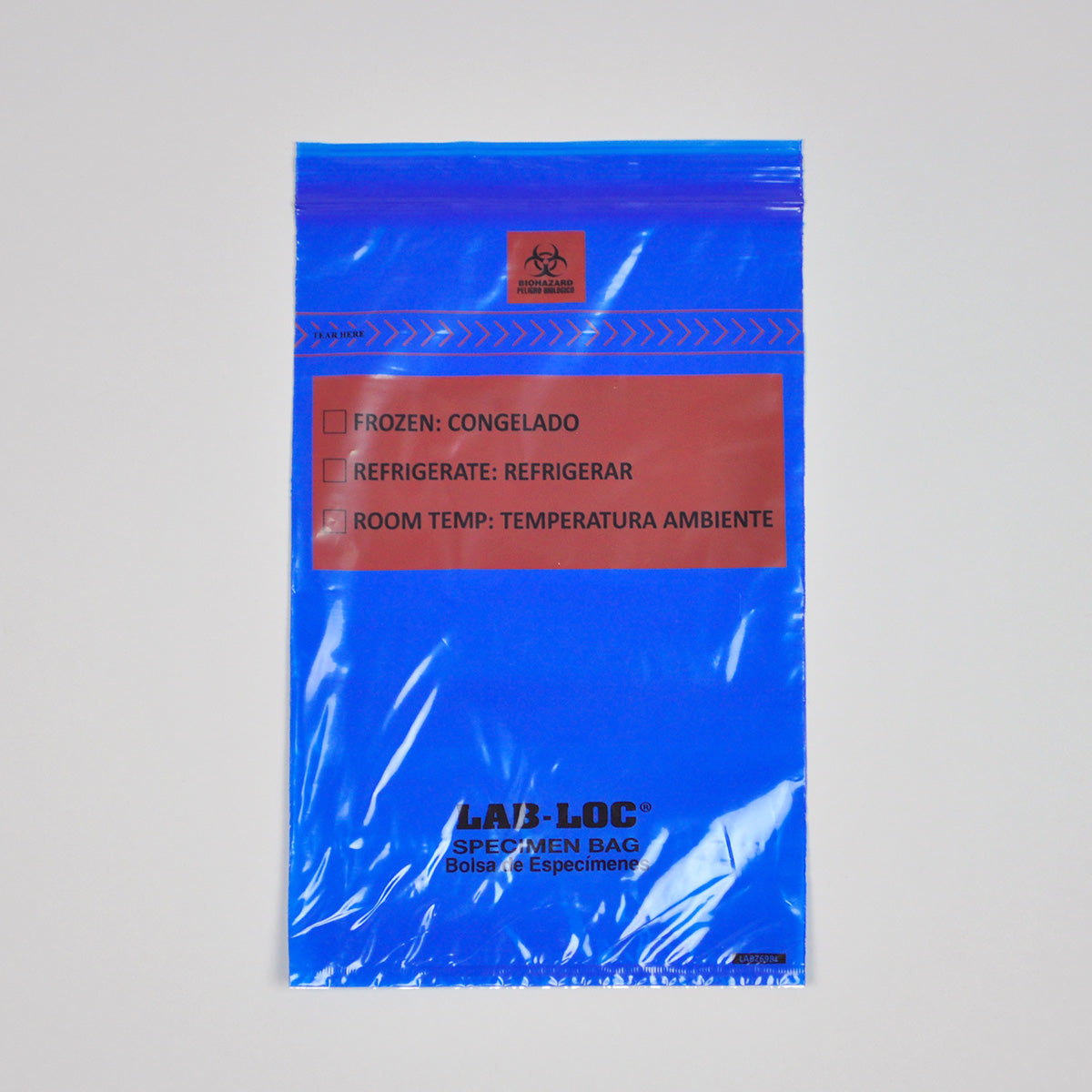 6" x 9" 1.75 mil Lab-Loc® Specimen Bags w/ Removable Biohazard Symbol - Blue Tint