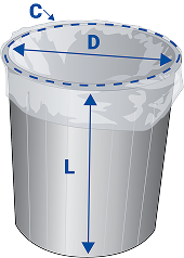 Round container bag measuring guide